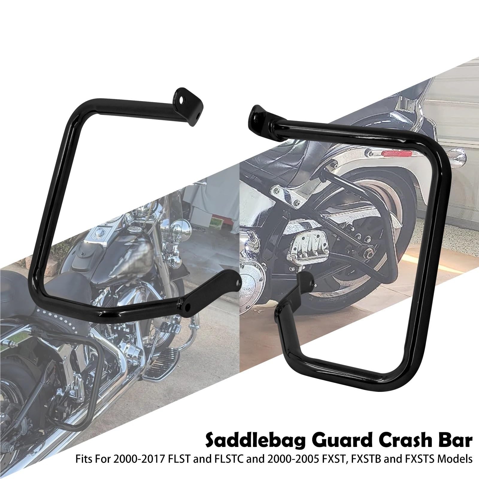 crash bar Osłona tylnego zderzaka motocyklowego Crash Bar pasująca do Harley Night Train Springer Standard 00-05 Softail FLSTC 00-17(Saddlebag Guard B)