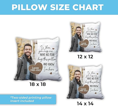 Miniatura 3 de Hyturtle Almohada conmemorativa personalizada de condolencias con inserto de 12 x 12 pulgadas, regalos impresos de doble cara para la pérdida de