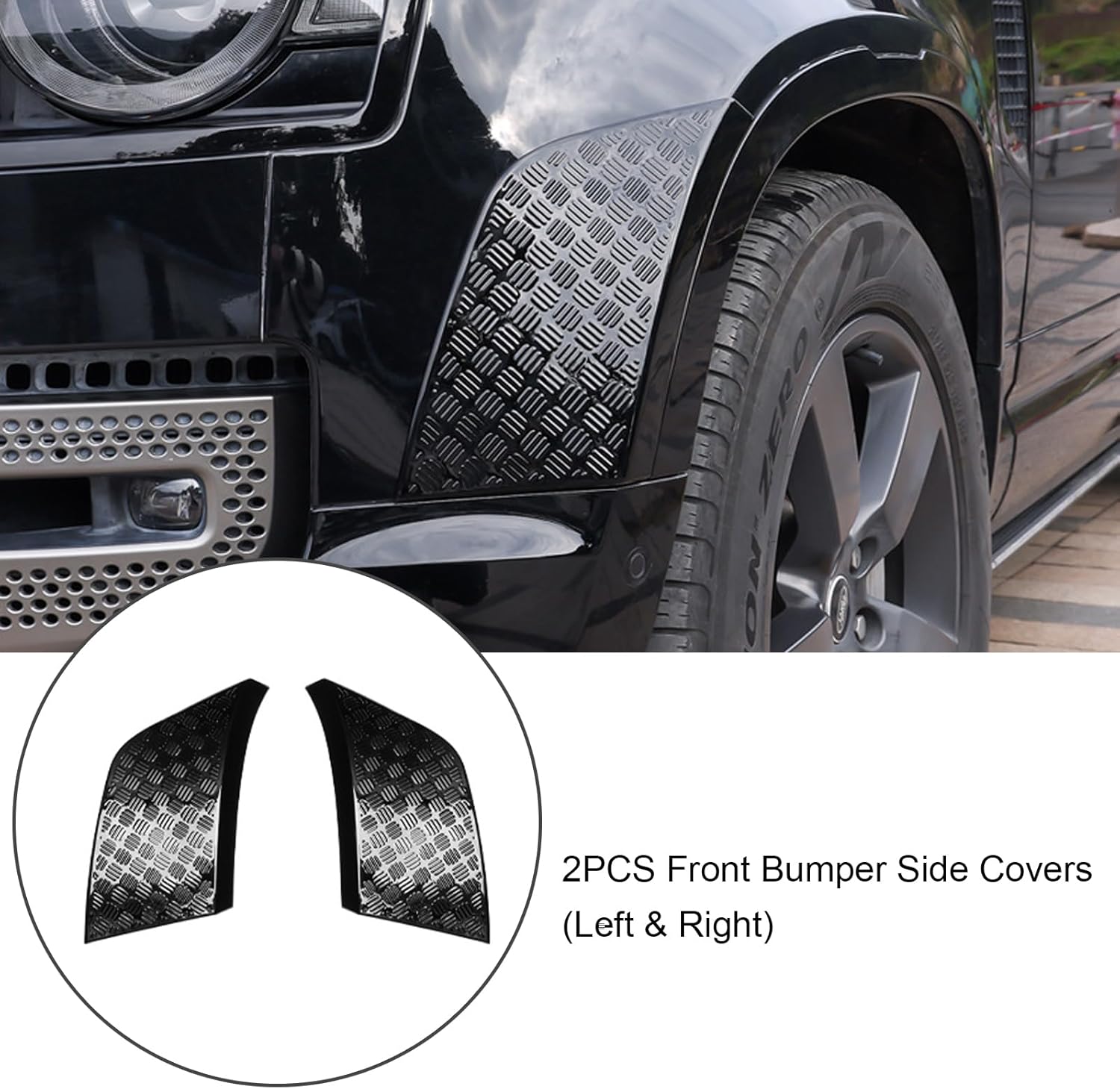 Exterior Decoration Trim Kit Fit for Landrover Defender 110 2020-2023 Body Protection kit Protection Plate Patch Plastic Parts for Vehicles (1set（9 pecs）) (Bright Black)