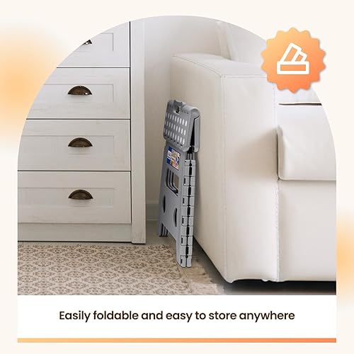 Miniatura 95 de Acko. Taburete plegable de 13 pulgadas de alto, resistente, para niños y adultos, cocina, jardín, baño, taburete con escalón. Blanco,Negro