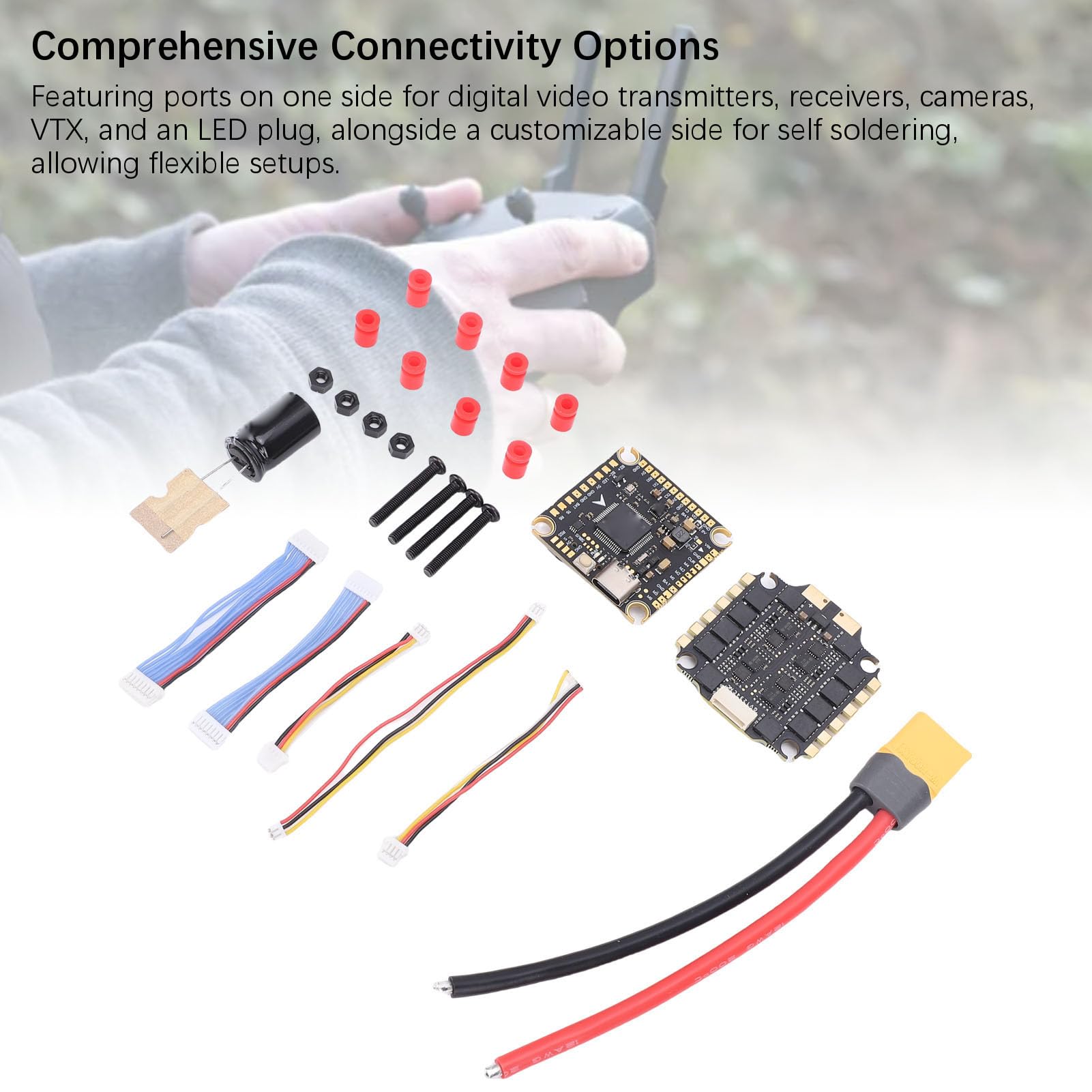 Control de vuelo, actualización de firmware inalámbrica y disipador térmico CNC pila ESC 60A para pilotos de drones RC, vuelos recreativos y carreras profesionales
