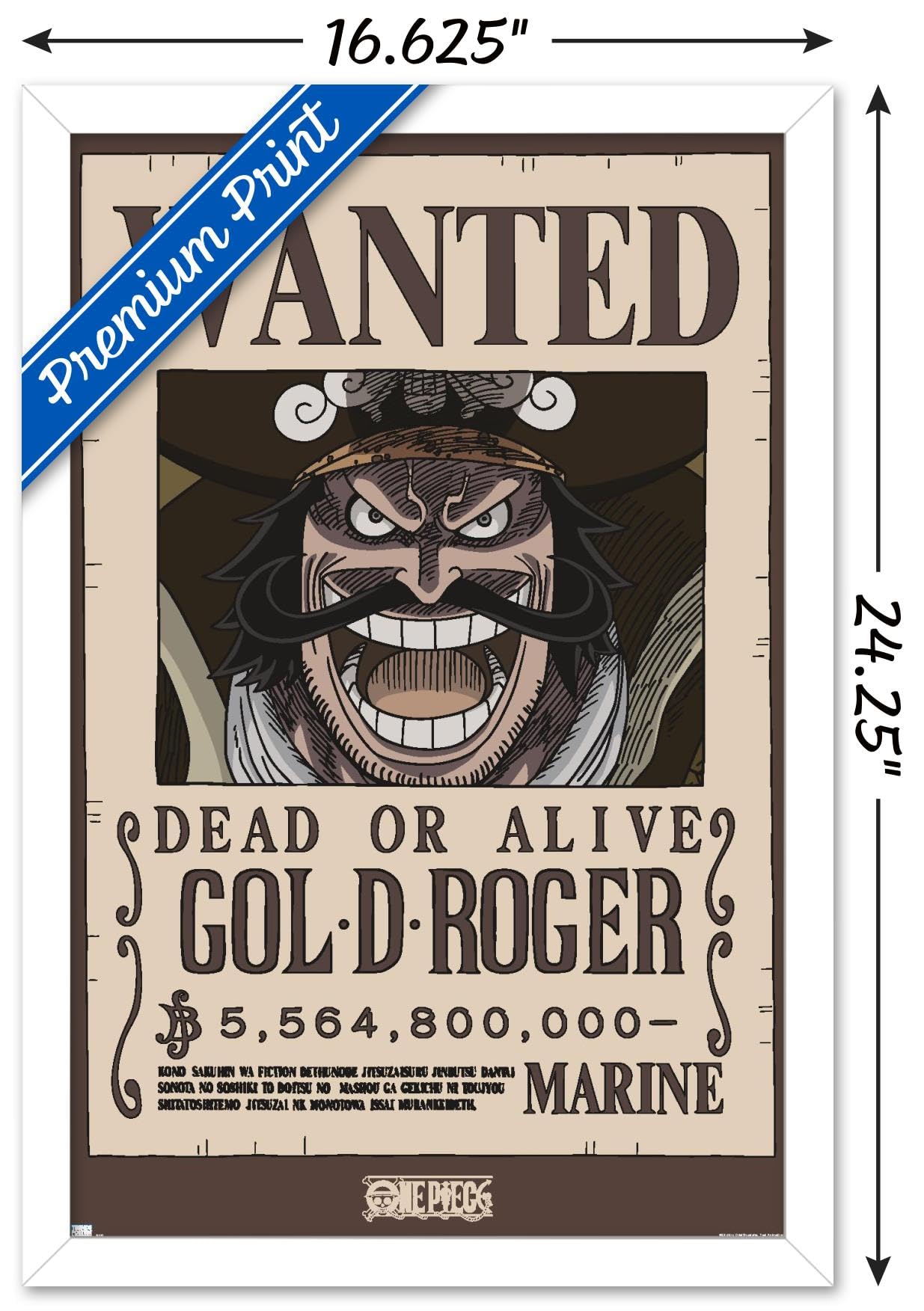 Amazon.com: One Piece - Gol D Roger Wanted Poster Wall Poster