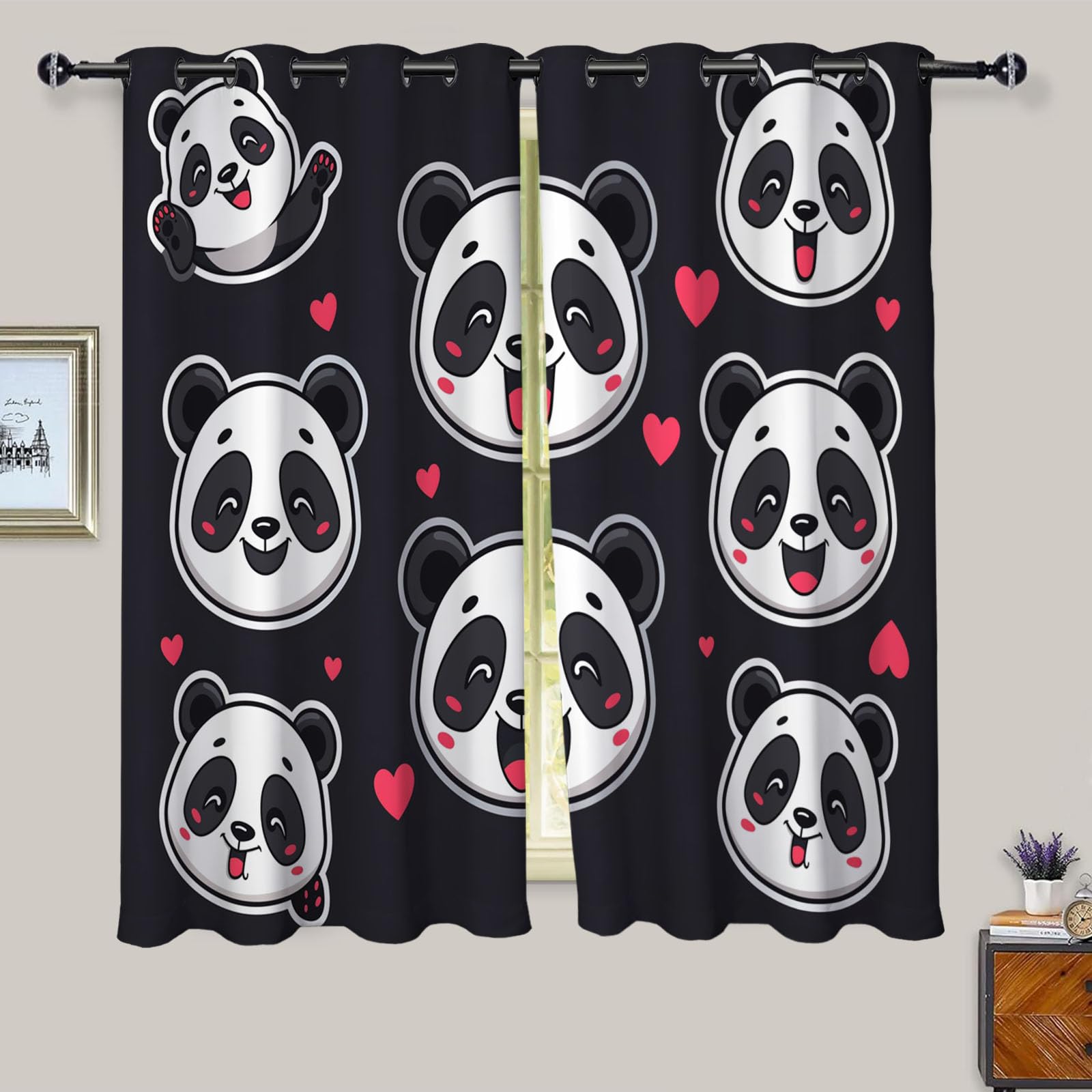 Rideaux anti chaleur et lumière pour bloquer le vis-à-vis avec motif panda mignon