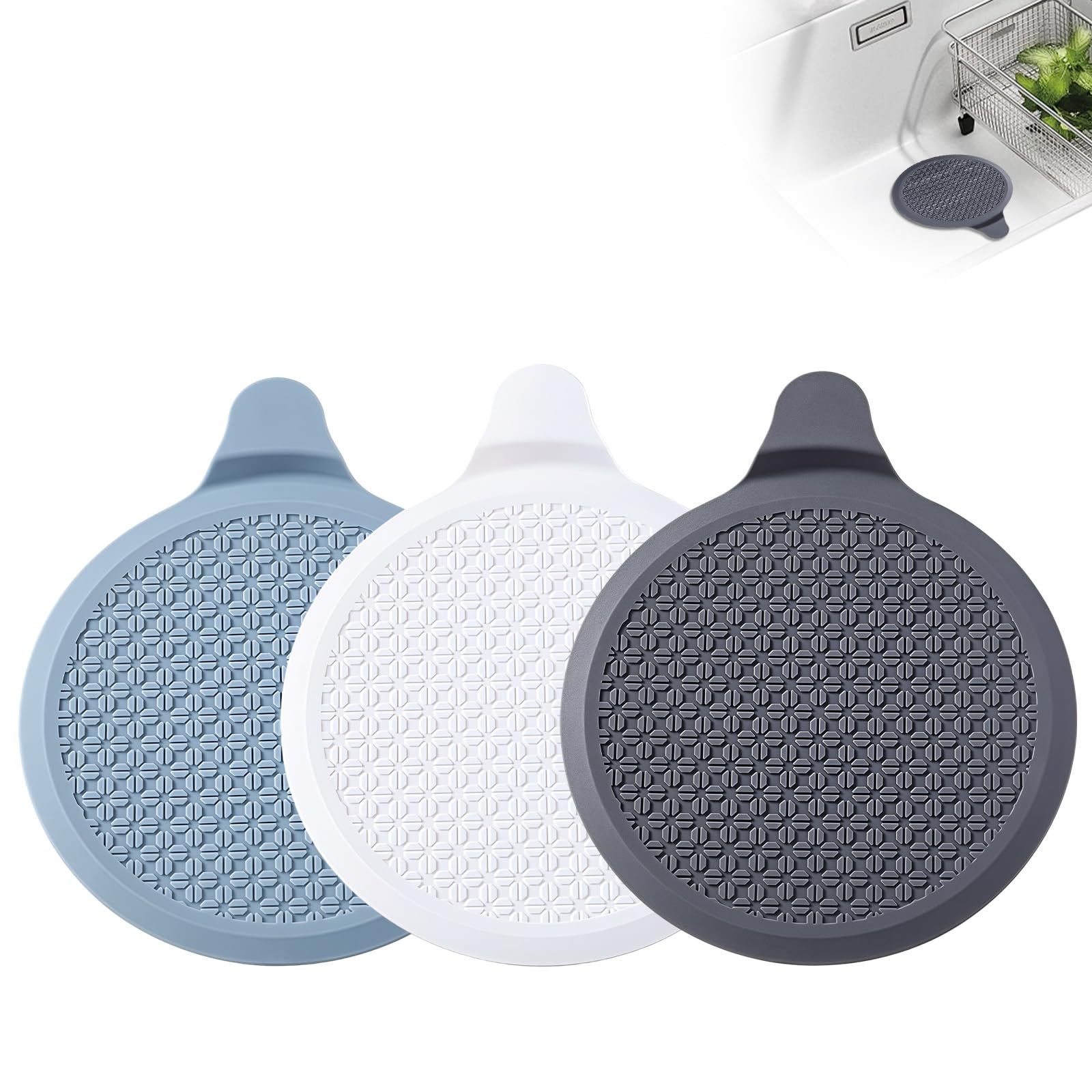 XQMMGO 3 Pack Universal Silicone Bath Plug, Large Sink Plug with Suction Cup, Flexible Bathtub Drain Stopper Plughole Cover for Kitchen Basin and Bathroom, Leak-Proof