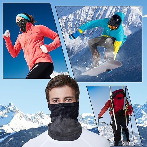 Miniatura 6 de EXIO Calentador de Cuello de Invierno PolainaPasamontañas (Paquete de 1 o Paquete de 2) - Máscara facial resistente al viento para esquí, snowboard