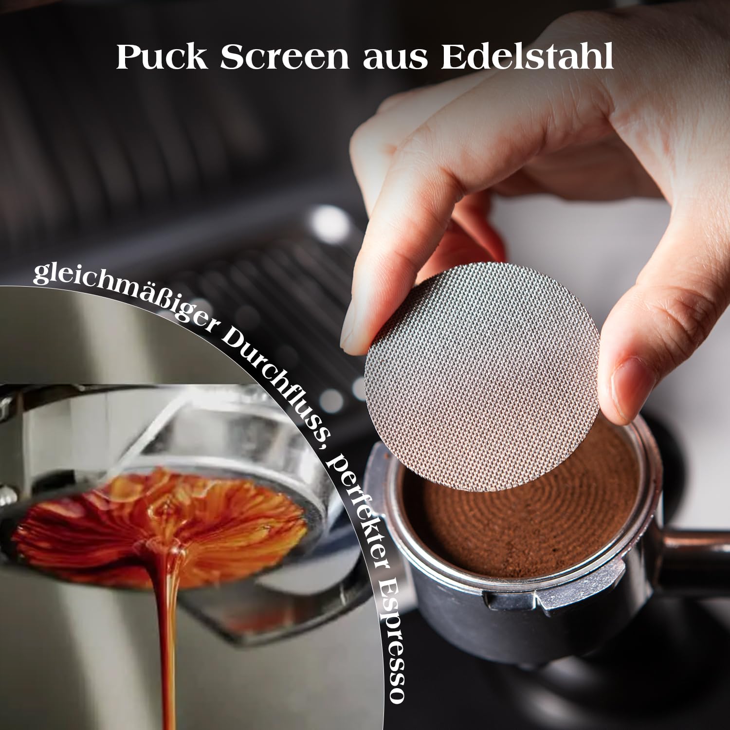 7-teiliges Espresso Zubehör Set 51 mm, Tamper, Kaffee Distributor, WDT Tool, Dosiertrichter und Puck Screen, kompatibel mit De’Longhi 51 mm Espressomaschinen und Siebträgern