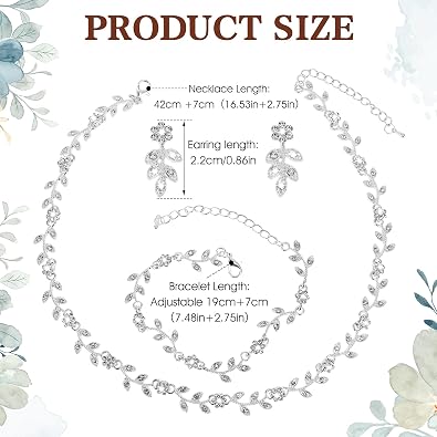 DIVINA VITAE 4 Pcs Crystal Rhinestone Wedding Set for Women Silver Wedding Necklace and Earring Set Bridal Bridesmaid Prom Costume Formal Jewelry Sets Accessories