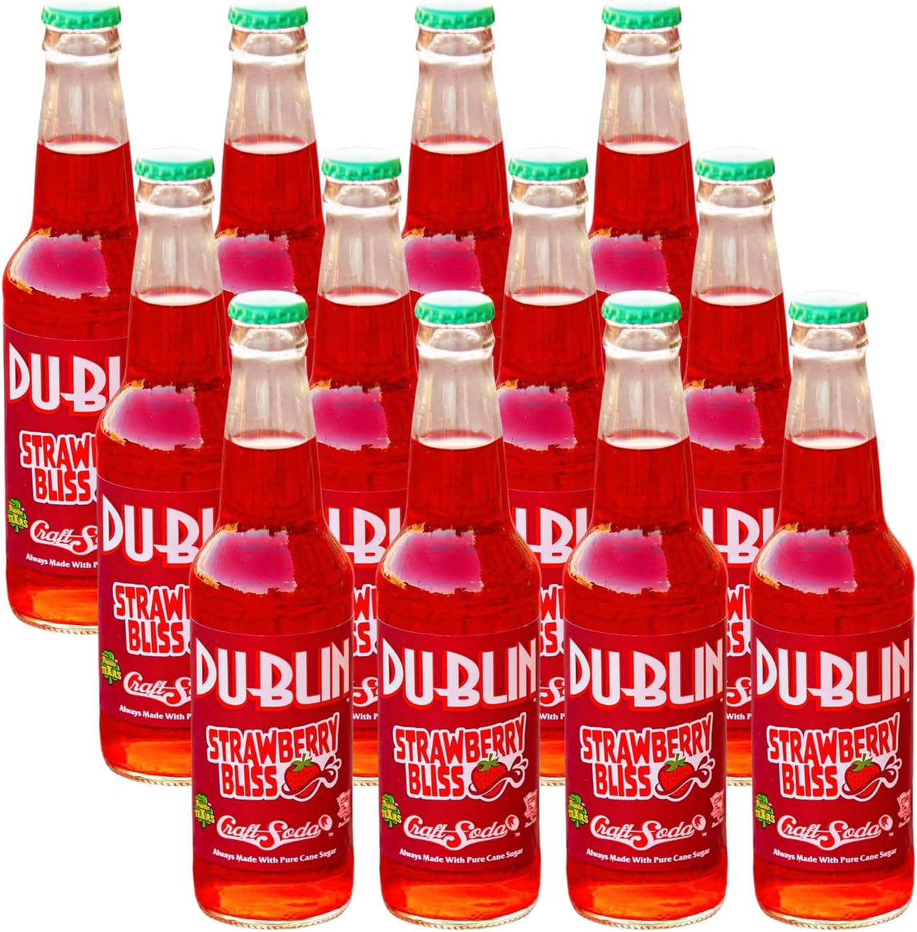 Craft Soda, Pure Cane Sugar, Made in Texas – Assorted 12-Pack – Premium Small-Batch Soda, Gluten-Free, Retro Artisanal Beverages (12 Pack, Strawberry Bliss)