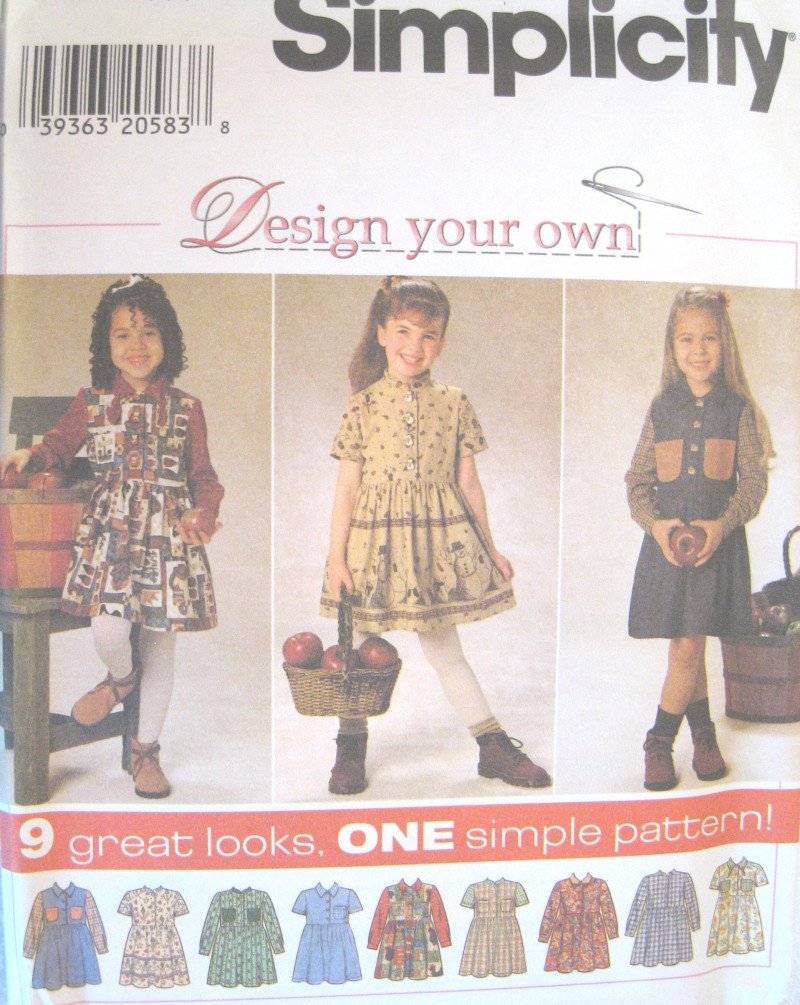 Patron Simplicity 7746 robe fille 9 styles en un seul modèle