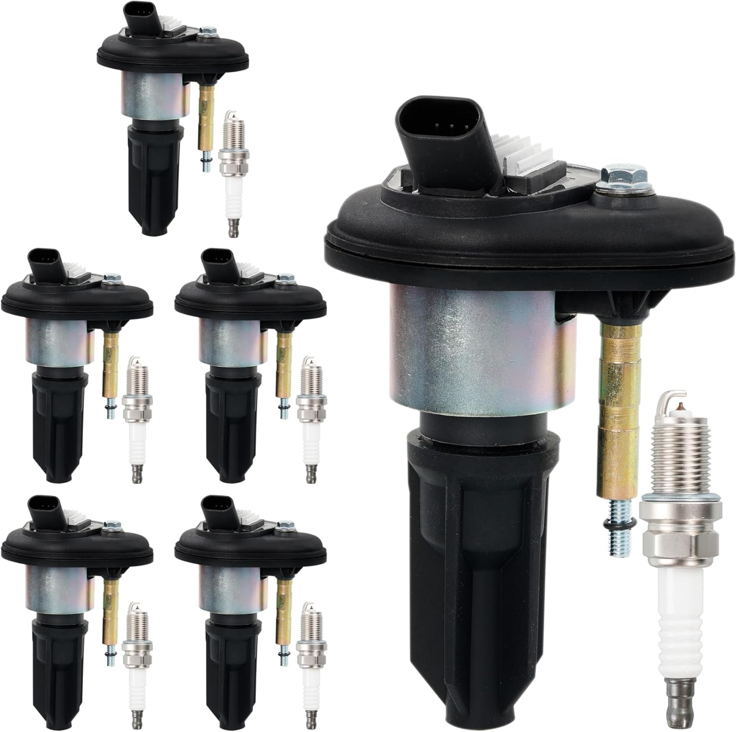 HQPASFY Ignition Coil UF303 & Iridium Spark Plug Set of 6 Compatible With 2002-2006 Chevy Colorado Trailblazer, Buick Rainier, GMC Canyon Envoy lsuzu Saab Rapalce# GN10114 5C1392
