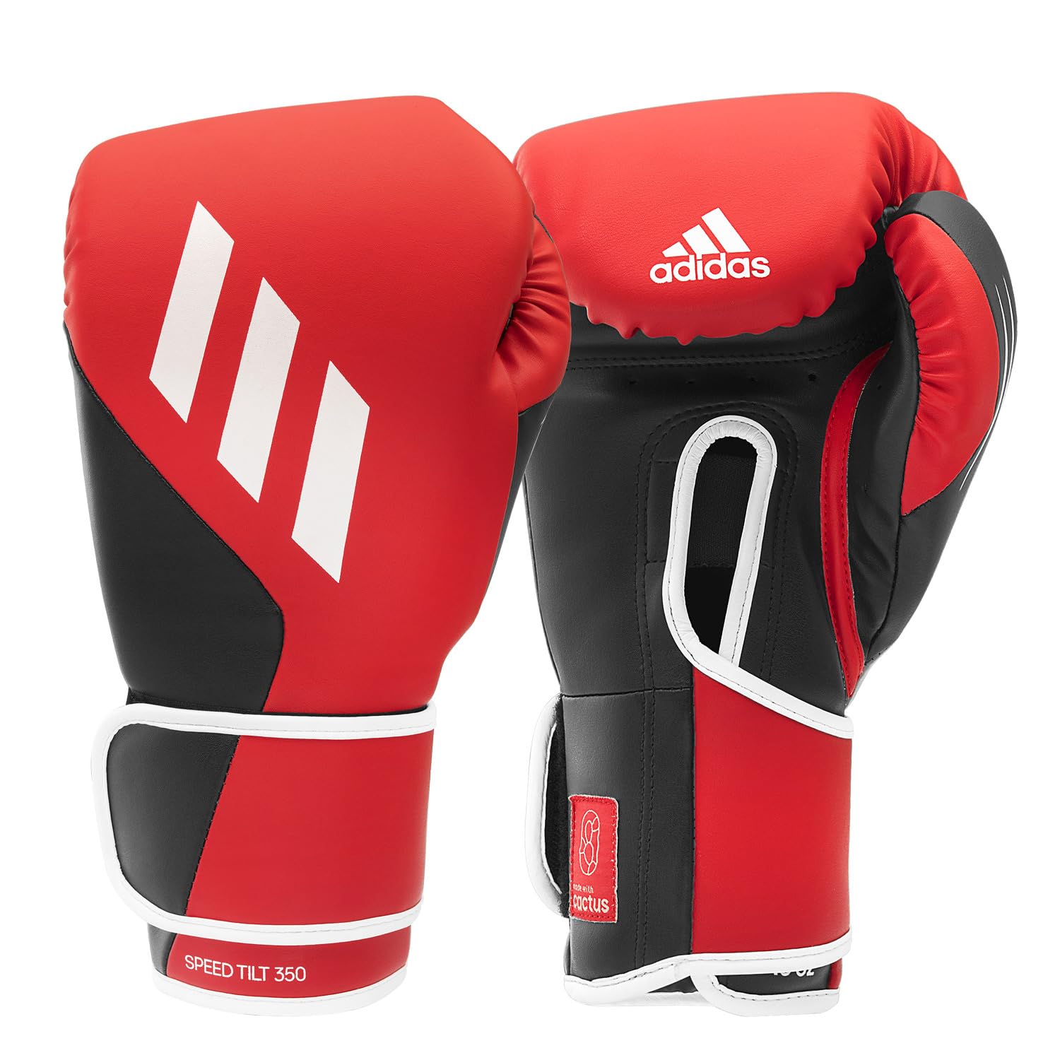 adidas Boxing Gloves Speed Tilt 350 Velcro - 18 oz, Colour: Red/Black - with Innovative TILT® Technology - The First 100% Sustainably Manufactured Cactus Leather Boxing Gloves