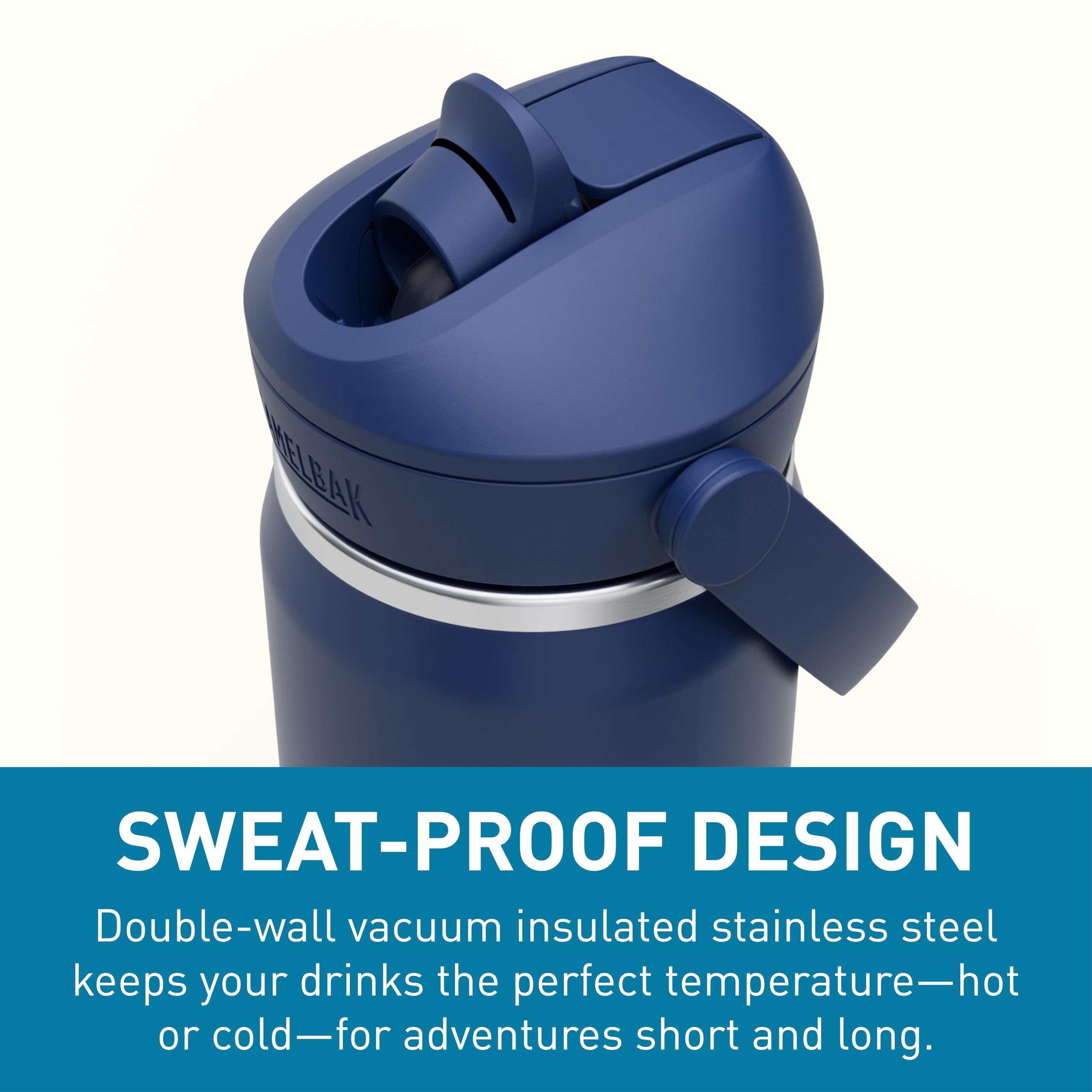 Camelbak Thrive Flip Straw VSS 20oz Botella Acero Inoxidable Aislada, Compacta y Portátil, Mantiene Bebidas Heladas, Fácil de Llevar y Usar, Color: Navy, Talla: 600 ml