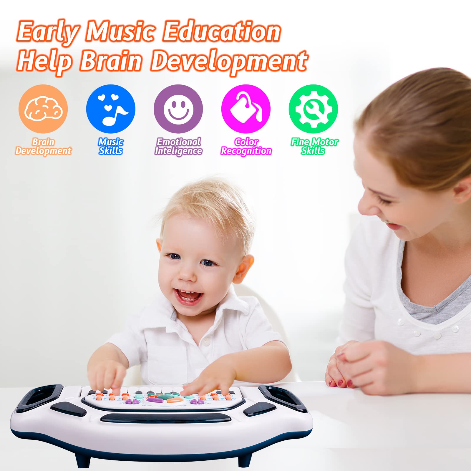 Teclado de juguete de piano para niños pequeños, juguetes multifuncionales para niños, regalos de cumpleaños para niños y niñas de 1 a 6 años