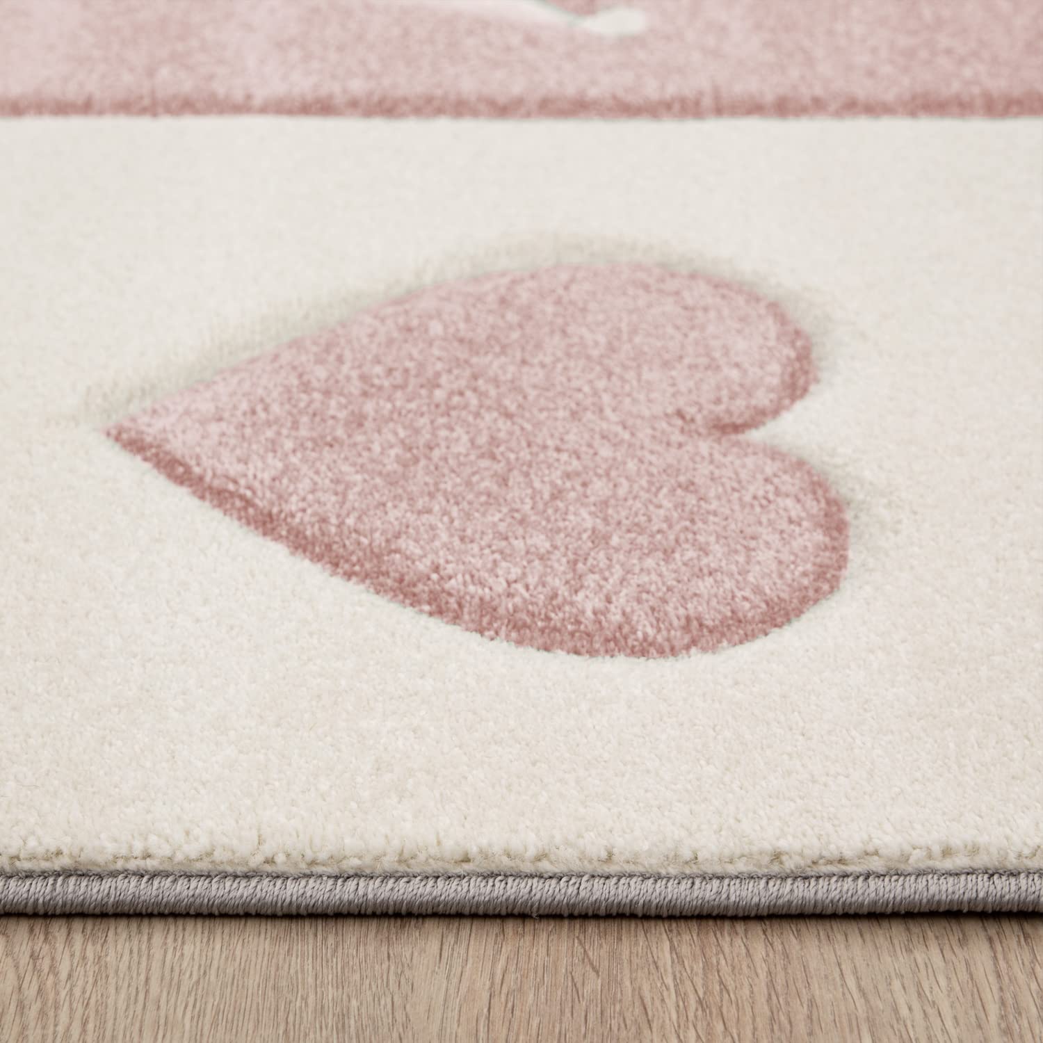 TT Home Tappeto Bambini Chicco Tappeto Stanza Bambini Pastello 3D Polkadot Cuore, Color: Rosa, tamaño:80x150 cm
