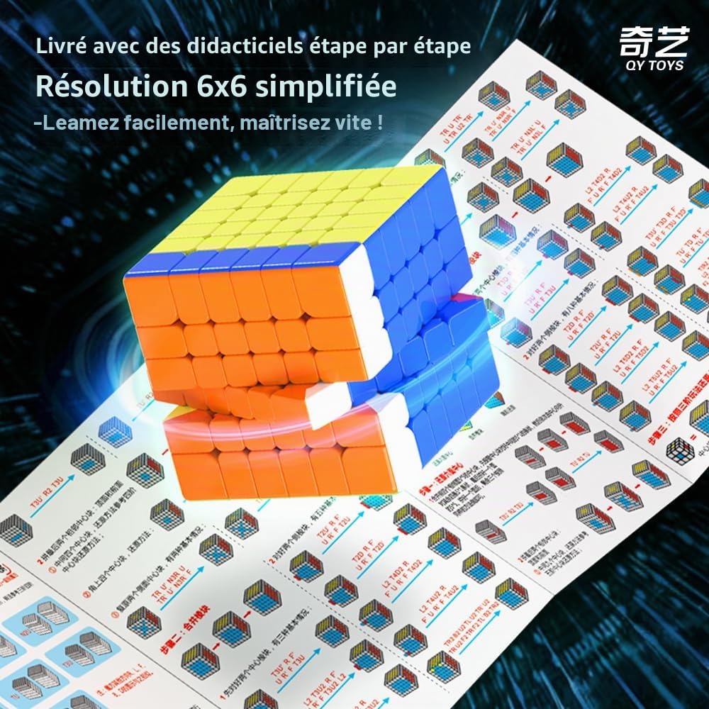 Speed Cube 6x6 Stickerless, Easy to Turn and Smooth 60.5 mm Puzzle Cube 6x6x6