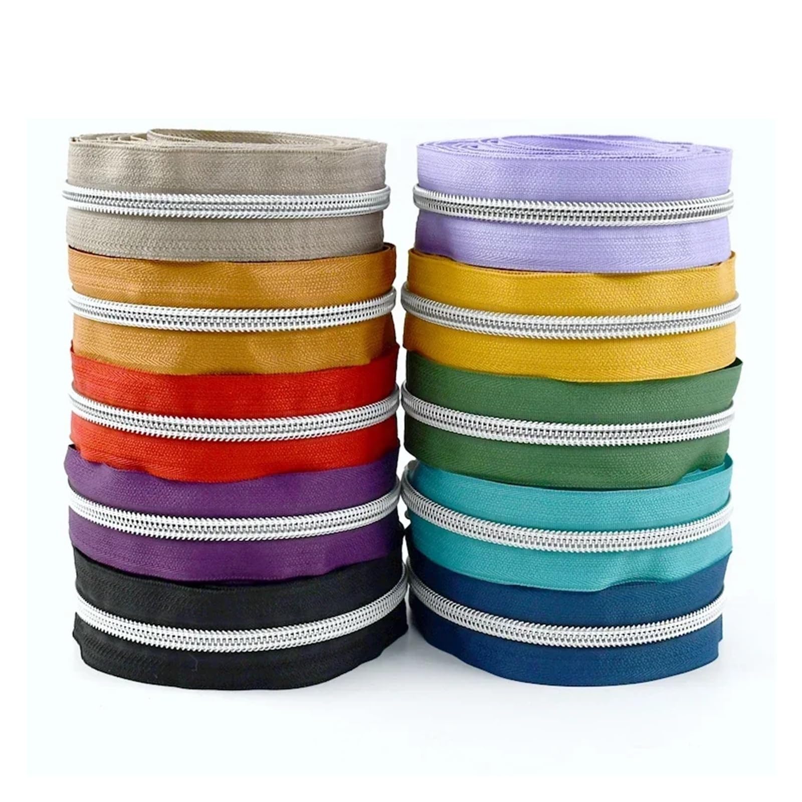 Aqxypas 1-10M 5# Chiusure lampo in nylon for scarpe da borsa Abbigliamento Rotolo di plastica Cerniera al metro Decor Cerniere Kit di riparazione Accessori for cucire fai da te(259-Silver,5Meters)