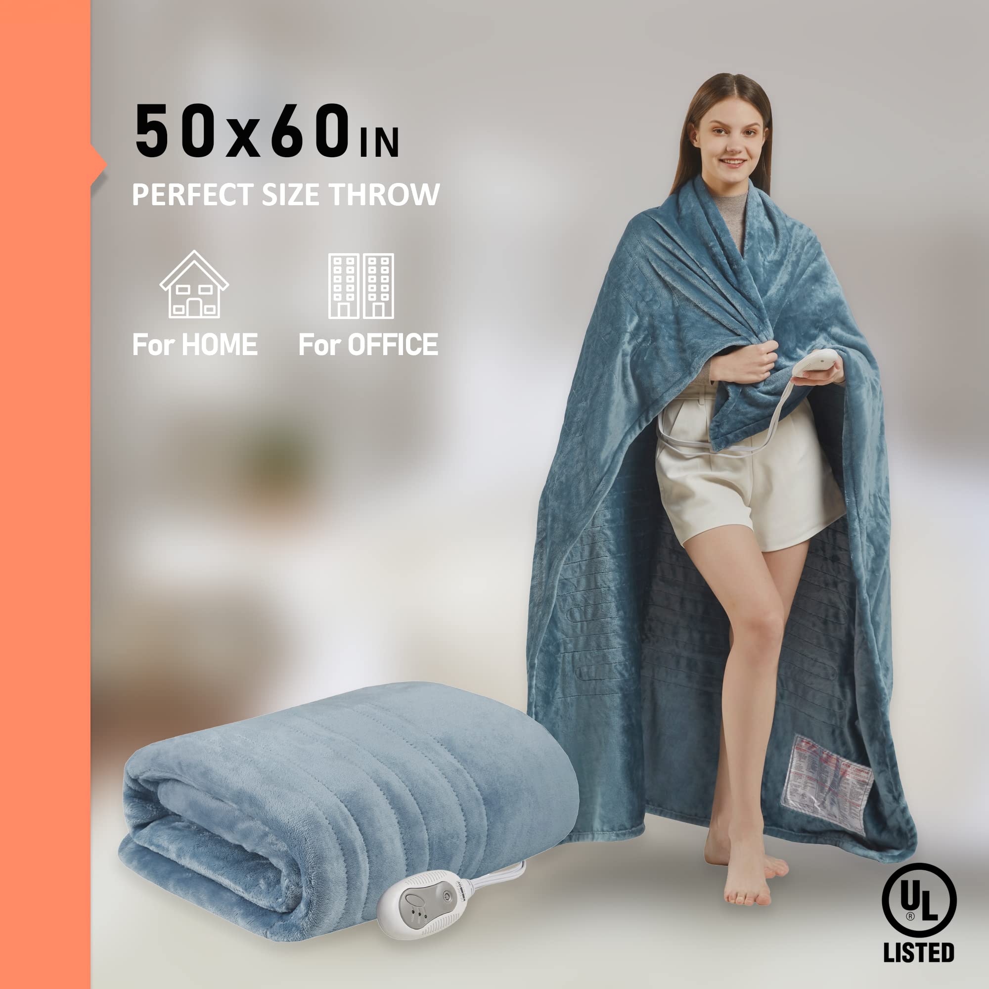 Amazon.com: Heated Blanket, Machine Washable Extremely Soft and Comfortable  Electric Blanket Throw with 3 Heating Settings and auto Shut-Off, Blue (50  x 60) : Home u0026 Kitchen