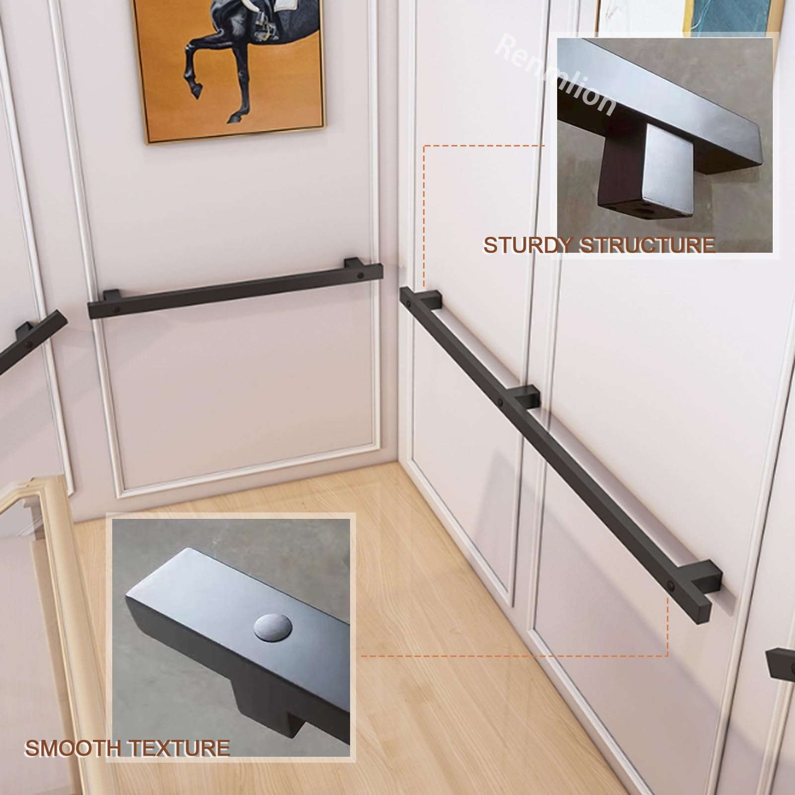 Nowoczesna poręcz schodowa, metalowa poręcz schodowa, 1 m, 120 cm, 1,5 m, 2 m, 240 cm, 2,5 m, 3 m, montowana na ścianie, zestaw szyn schodowych do schodów wewnętrznych, na zewnątrz, stopień (540 cm)