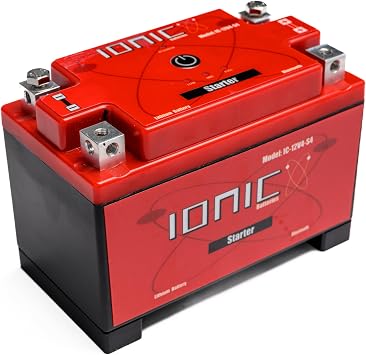Ionic Lithium 12V Starter Battery for Motorcycles, UTVs, and ATVs - 12V Battery with 500CA - Bluetooth Capability - 3.3lbs - IC-12V4-S4-P