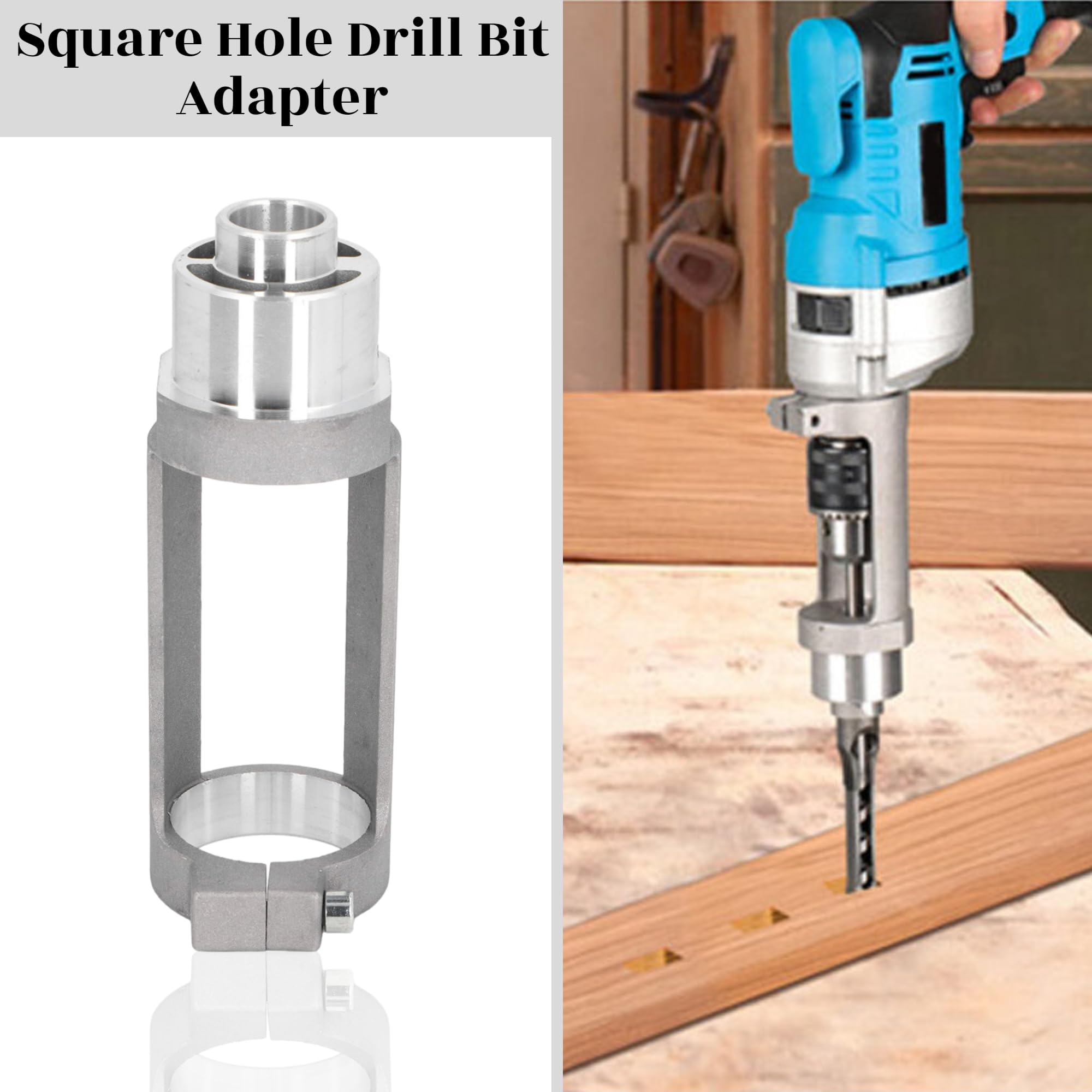Adaptador de broca cuadrada, soporte de taladro cuadrado para taladros con un diámetro de 38-43 mm, adaptador de taladro cuadrado para taladros eléctricos y taladros manuales para trabajar la madera