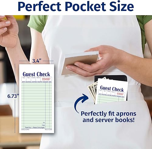 Miniatura 2 de 2500 Gorilla Supply - Libro de cheques para invitados de 3.4 x 6.73 pulgadas, bloc de notas para servidor para camarero y camarera, cheques