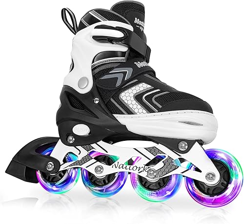 Nattork Inline Skates for Girls Boys Kids with Full Light Up Wheels,Safe Durable Inline Skates,Adjustable Outdoor Blades Roller Skates for Girls and