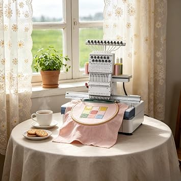 Computerized Commercial Embroidery Machine with Adjustable Speed Automatic Thread Management and Multi Stitch Functions for Hats Clothing Bags and Small Business Production