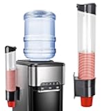 Cup Dispenser, Pull Type Wall Mount Cup Holder, Water Cooler Cup Dispenser Fits 7oz - 12oz Cups for Home Office Hospital Cups Organizer, Adhesive Paste or Screw Install (Black, Large)