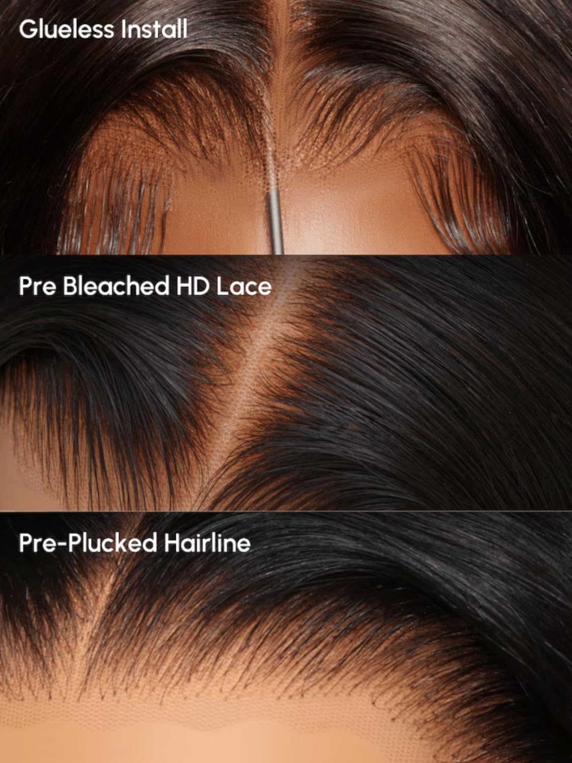 UNICE Glueless Wigs Human Hair Pre Plucked Pre Cut Lace 5x5 Thin HD Lace Closure Wig Body Wave Human Hair Wig Bleached Knots Match All Skin Tones 180% Density 18 Inch