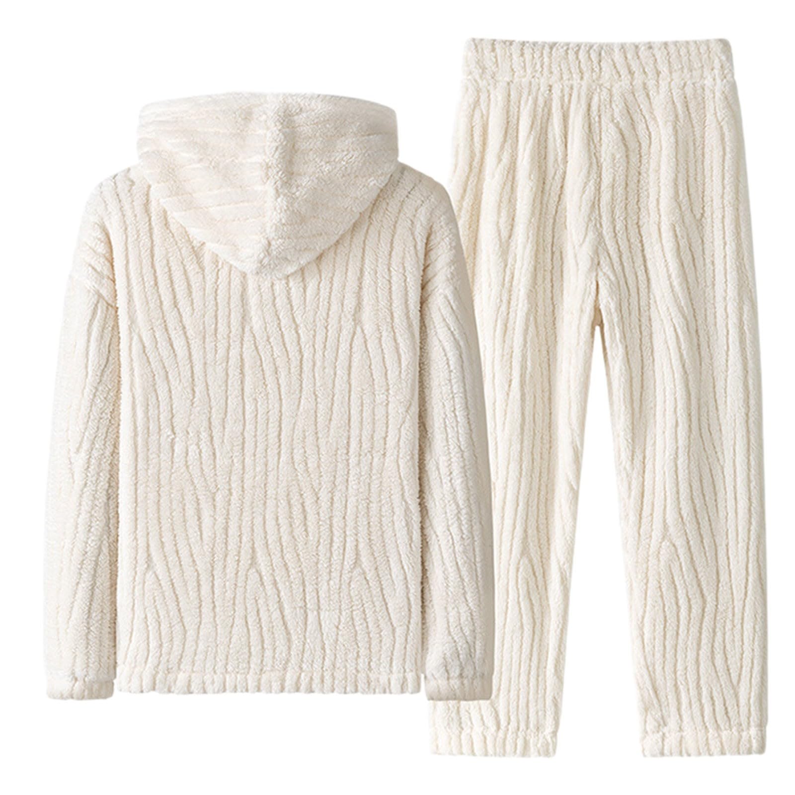 Generisch Pijama de invierno para hombre, terciopelo coral, pelo pesado, franela, talla grande, ropa cálida para el hogar con cremallera, chaqueta de punto cómoda (blanco, XXXL)