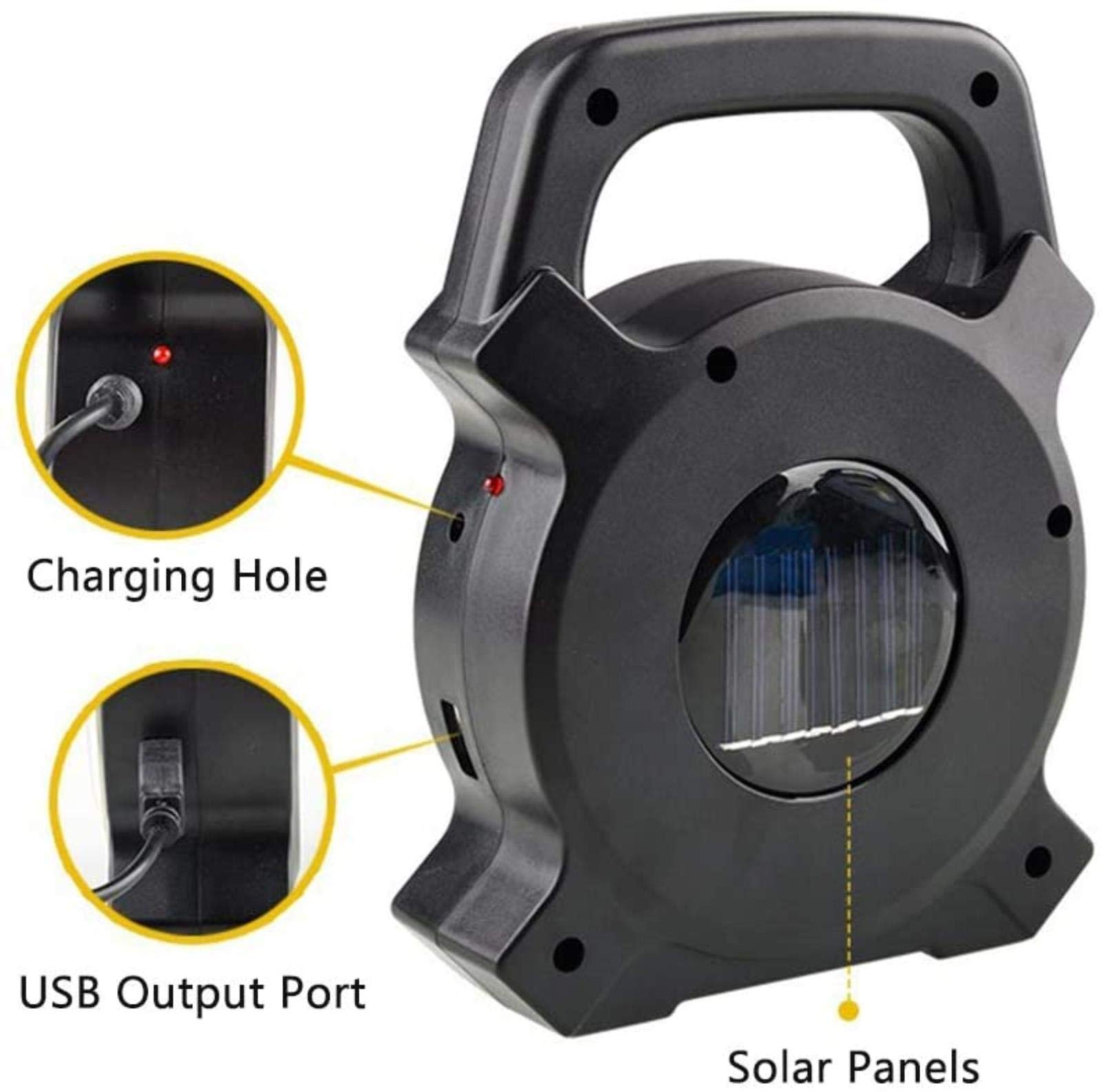 Proiettore LED portatile da 30 W, luce da lavoro ricaricabile solare, modalità dimmerabile, impermeabile IP65 per uso esterno, ideale per campeggio, viaggi, pesca