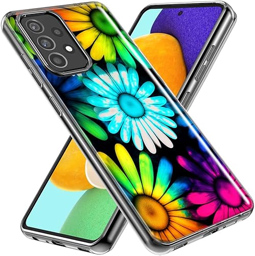 Miniatura 2 de Mundaze - for Samsung Galaxy A53 Neon Rainbow Daisy Glow Colorful Daisies Baby Blue Pink Yellow White Case Slim Hybrid Shockproof Hard Shell Soft