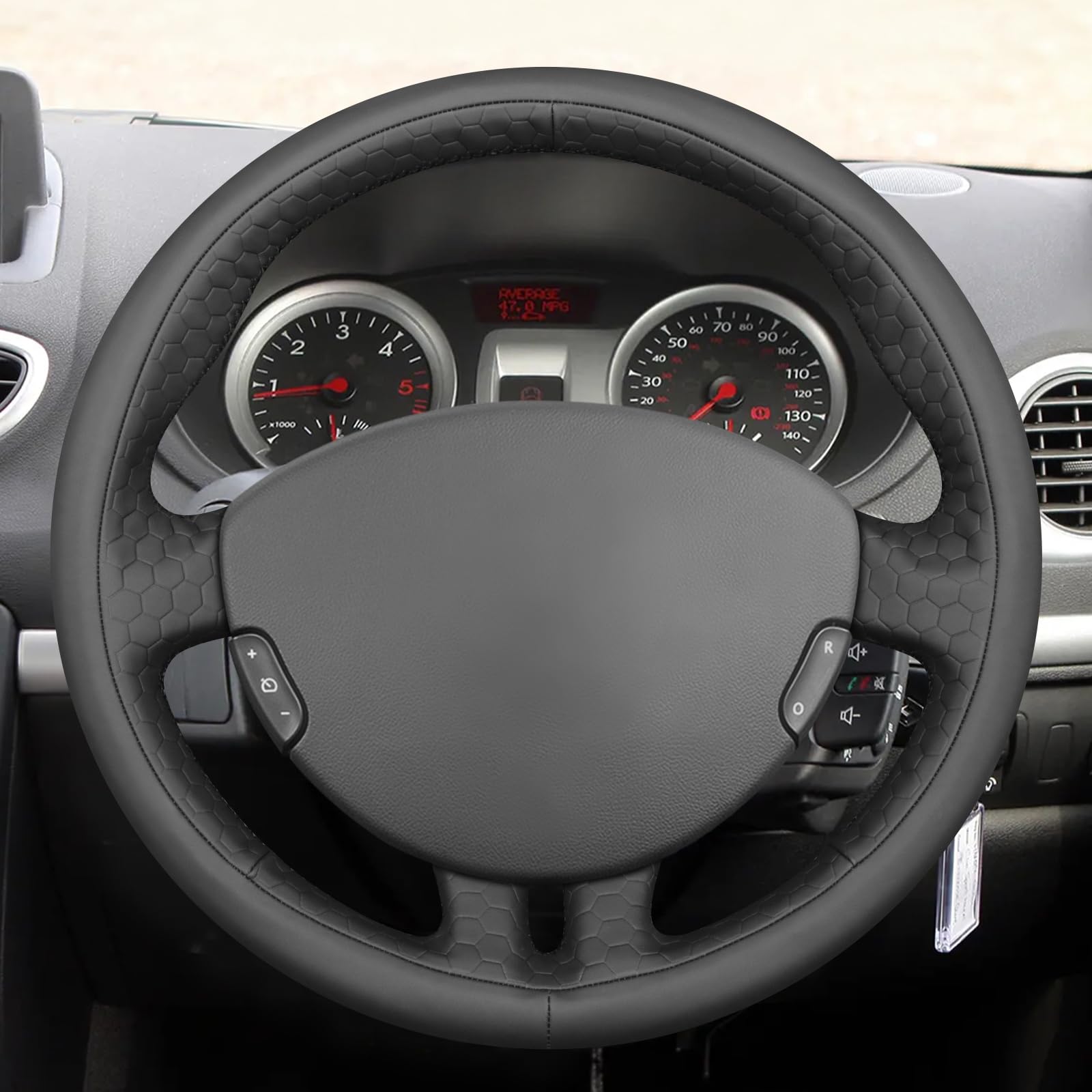 MEWANT Housse de volant style 3D pour Renault Clio 3 2005-2012 - Accessoire de volant pour Renault Clio 3