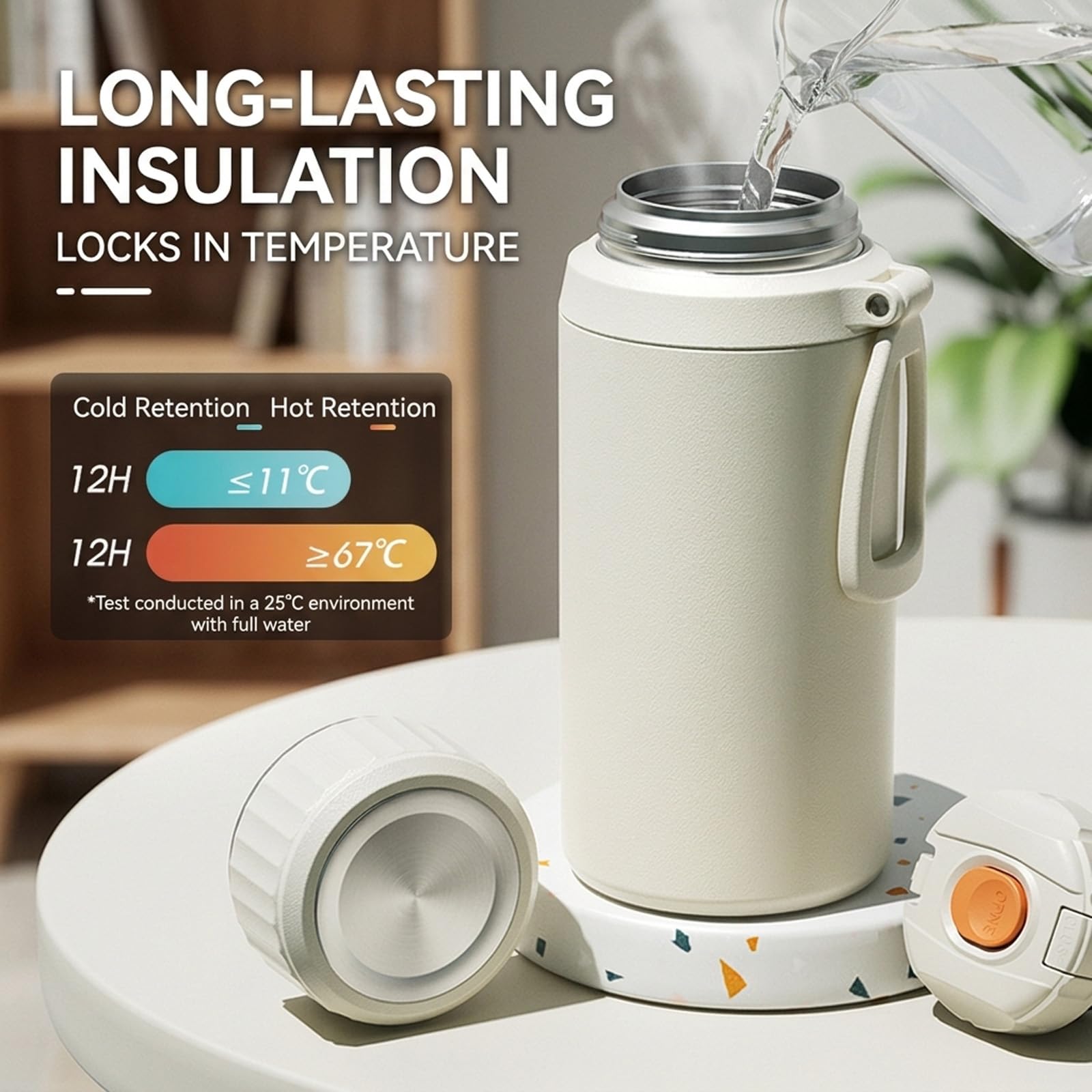 Botella de agua de acero inoxidable 316 de 1 L/1,5 L, termo aislado al vacío con infusor de té desmontable, sin BPA, taza de viaje a prueba de fugas, mantiene el calor y el frío durante más