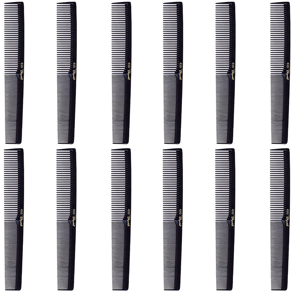 Cleopatra Barber Salon 410 7" Flat Back Hair Comb (12 Pack) 12 x SB-C410-BLK