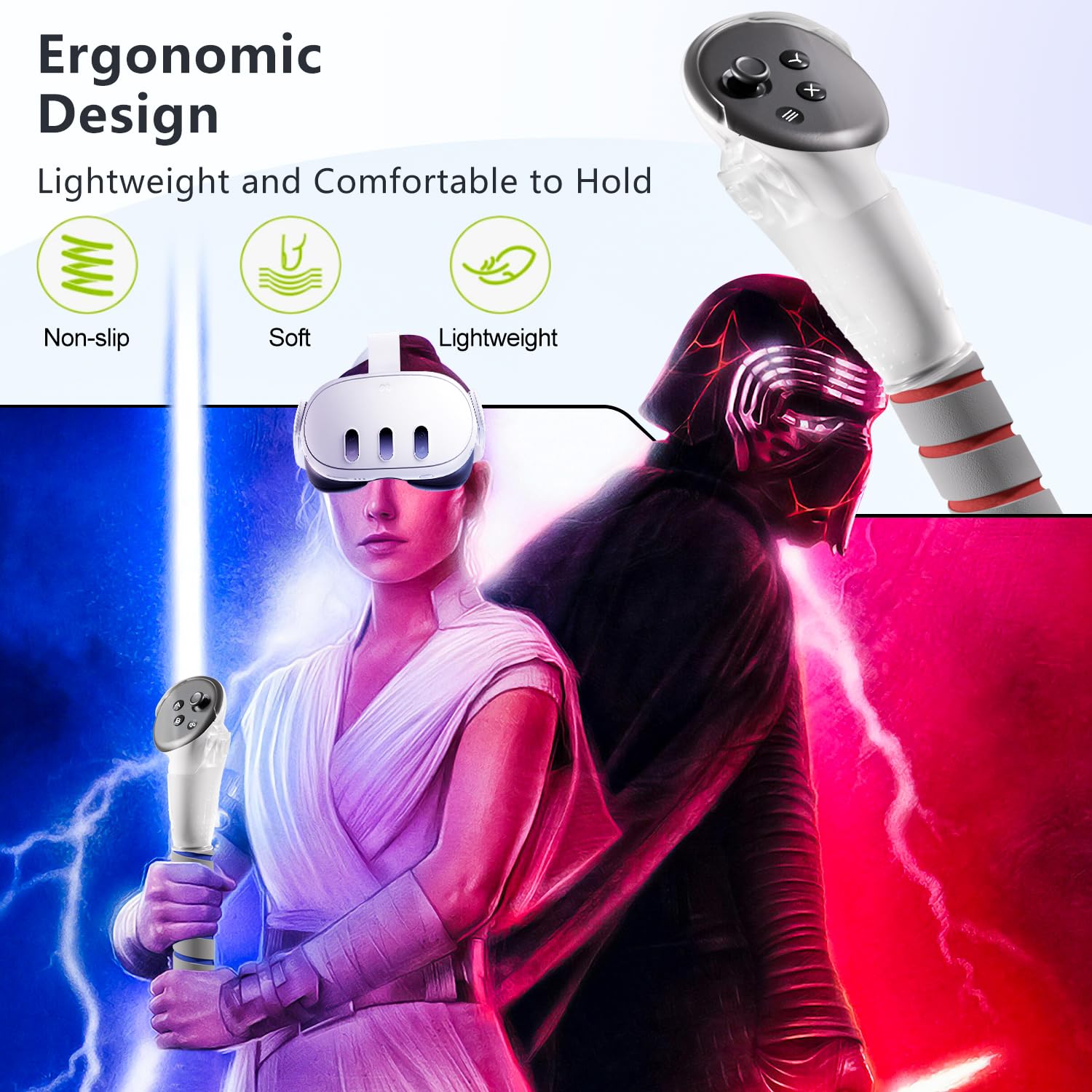 2 in 1 Long Arms & Handle Attachments Compatible with Oculus Quest 3/3S Hand Controllers, VR Gorilla Tag Long Arms/Stick Extension Grips for Meta Quest 3/3S Accessories for Beat Saber Golf Club Game - Image 6