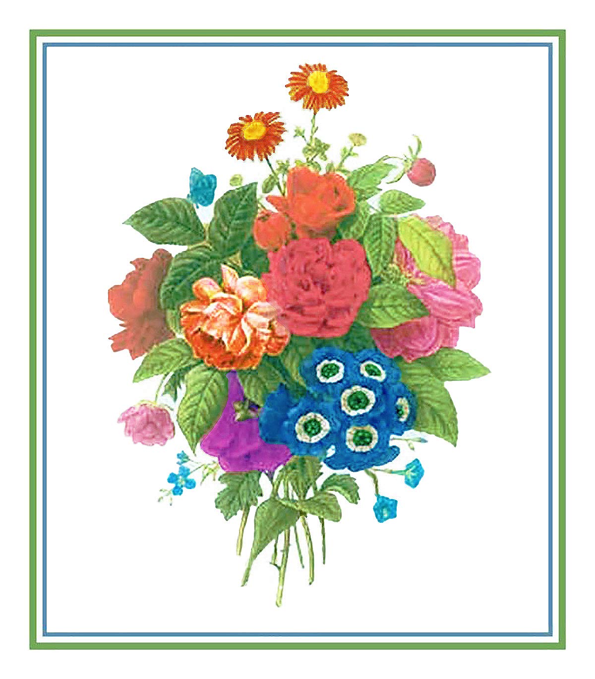 Kit Broderie Point De Croix Artcici - Motif Fleurs Sauvages Orange/Blanc - Cercle 20,3 Cm - Fournitures Complètes