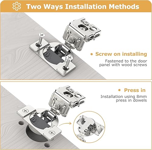 Miniatura 6 de Furniware Paquete de 10 5 pares de bisagras de cierre suave superpuestas de 12 pulgada para bisagras de gabinete de cocina, ajuste de 4 vías,