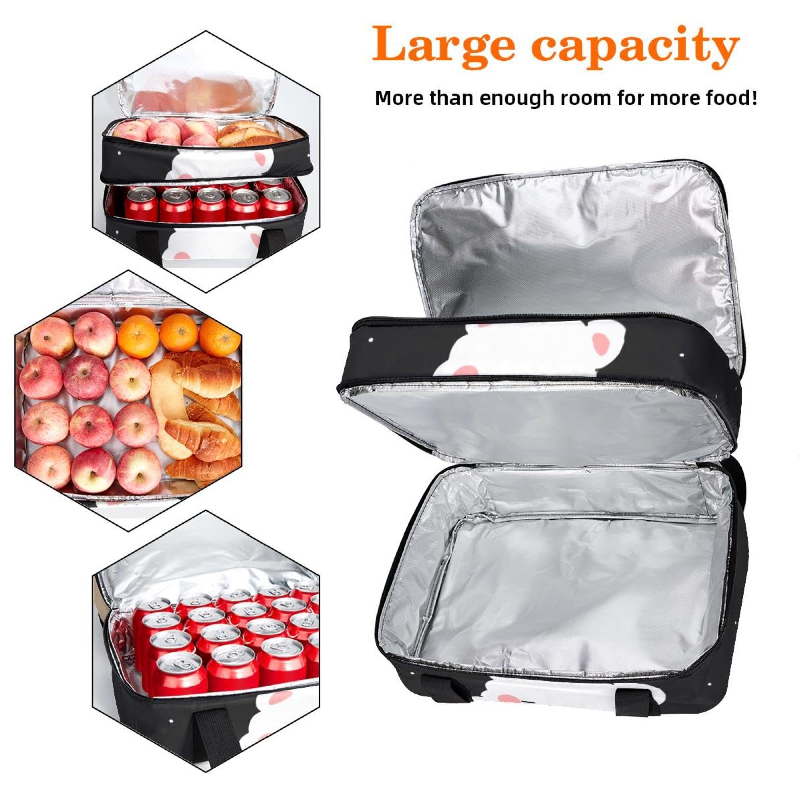Grand sac à déjeuner isotherme pour homme et femme, double couche, étanche, étanche, réutilisable, sac fourre-tout pour le travail, l'école, le pique-nique, la plage, le camping, les voyages, motif