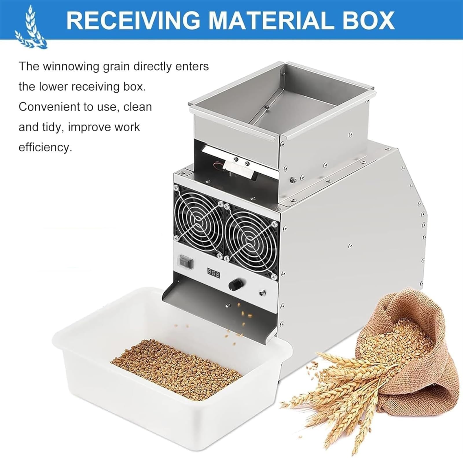 Macchina per la pulizia dei semi dell'uccello, separatore di velocità regolabile con scatola di ricezione materiale, elabora efficacemente miglio e cereali a 60-80 gatti/ora