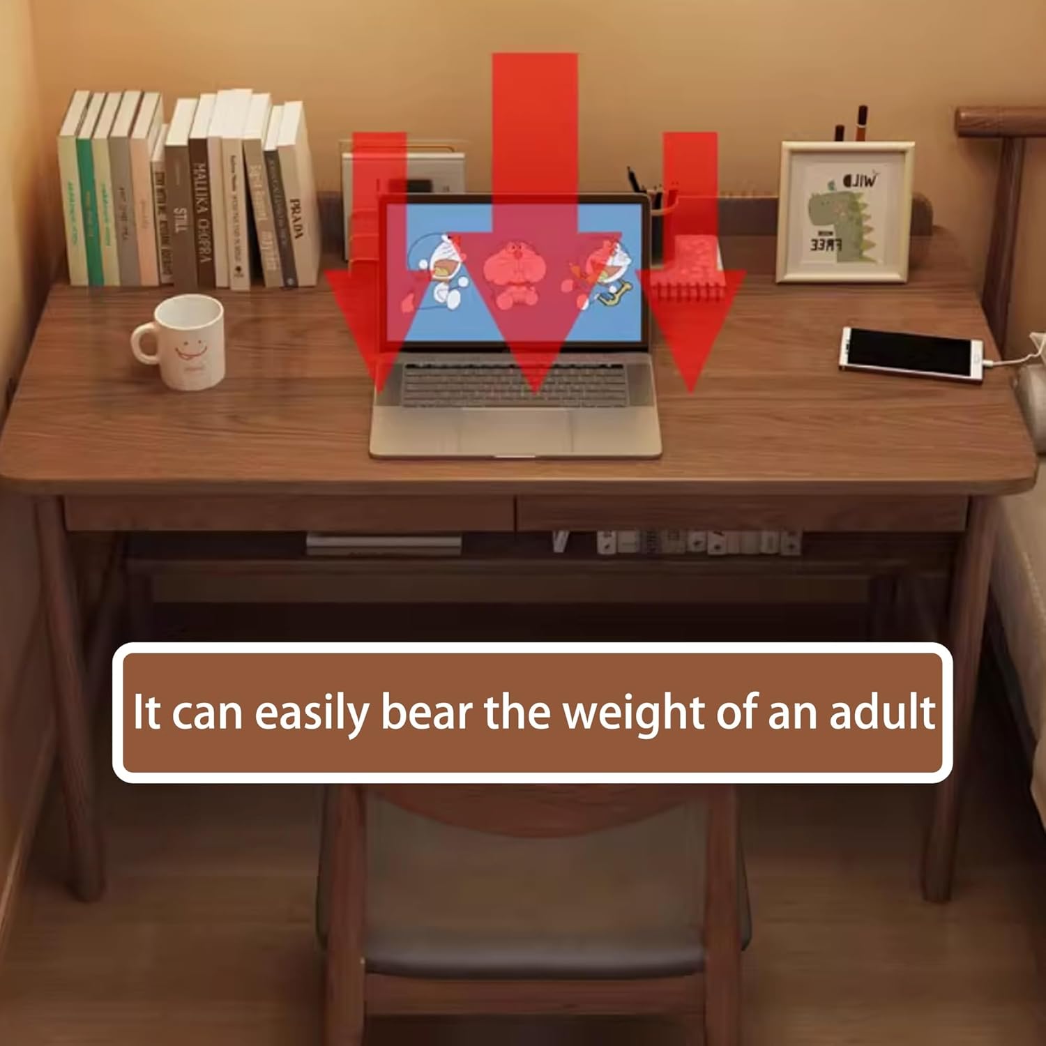 Home Office Desks,Computer Desk,Small Desk,Small Computer Desk,Simple Desk,Minimalist Desk,Compact Desk,Easy to Clean,Solid Wood,Suitable for Home, Bedroom(Natural,60cm/23.6in*45cm/17.7in)