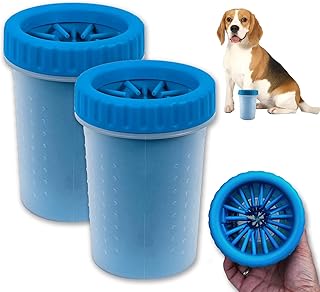 2 Pack Portable Dog Paw Cleaner, Washer, Buddy Muddy Pet Foot Cleaner for Medium Breed Dogs and Cats, Blue