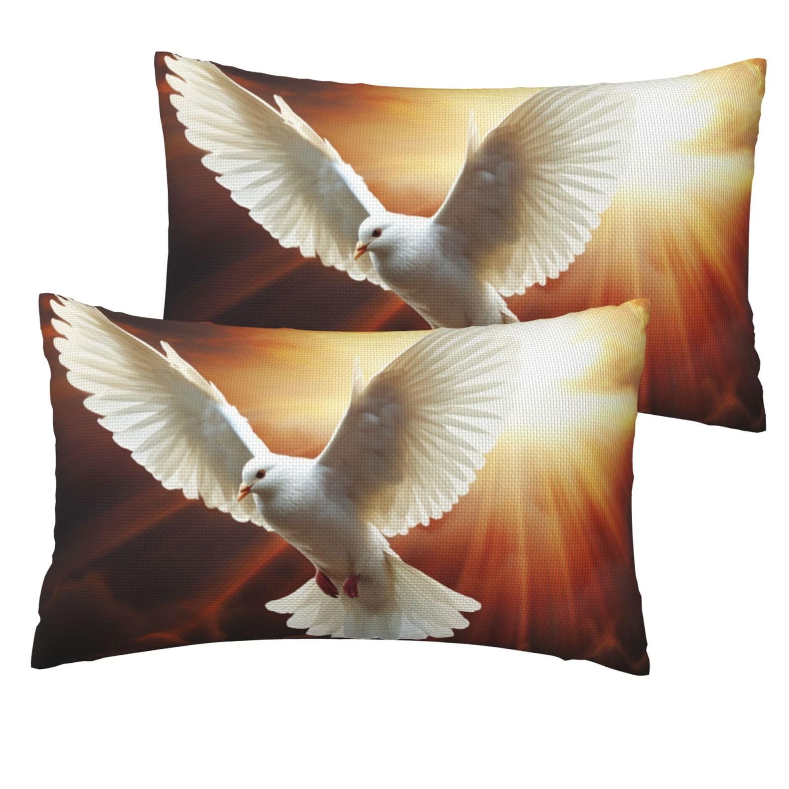 2 Pack Pillow Cases with Hidden Zipper, Soft Breathable Decorative Pillow Covers for Hair and Skin, Dove Sun Art Pillowcases 12"x20" Bed Pillow Protectors Cover for Sleeping Gifts