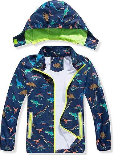 Miniatura 2 de Chaqueta de lluvia para niños con capucha desmontable, impermeable, ligera, rompevientos para niños