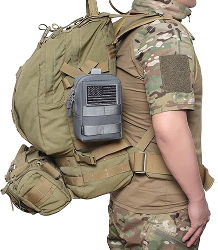 Miniatura 32 de Paquete de 2 bolsas Molle – Bolsa táctica compacta para EDC resistente al agua Canela