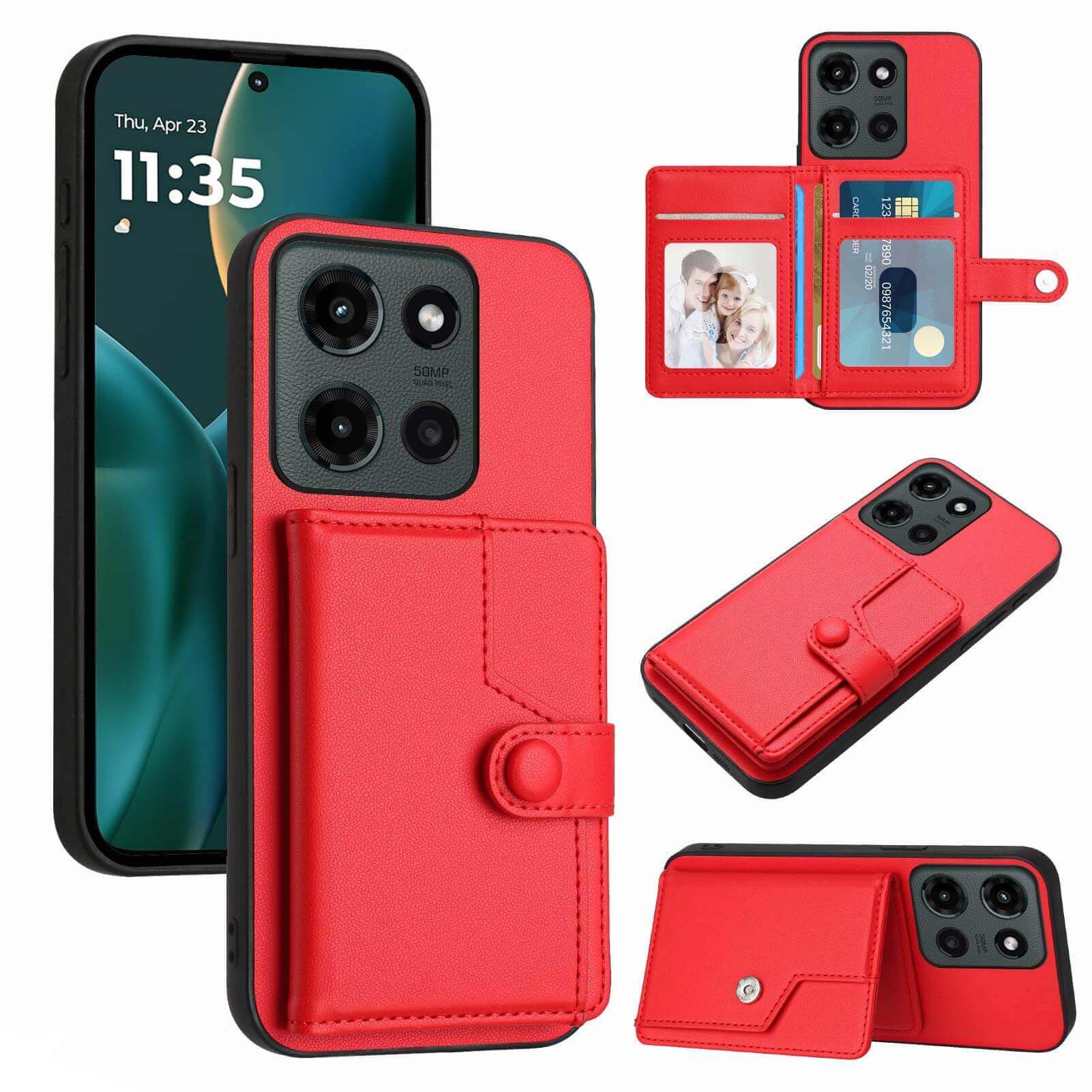 Moment Dextrad for Moto G 2025 Case Card Holder,5 Multi Slots Wallet Phone,[RFID Blocking] TPU Interior Dual Layer Leather Protective,Stand Flip Cases