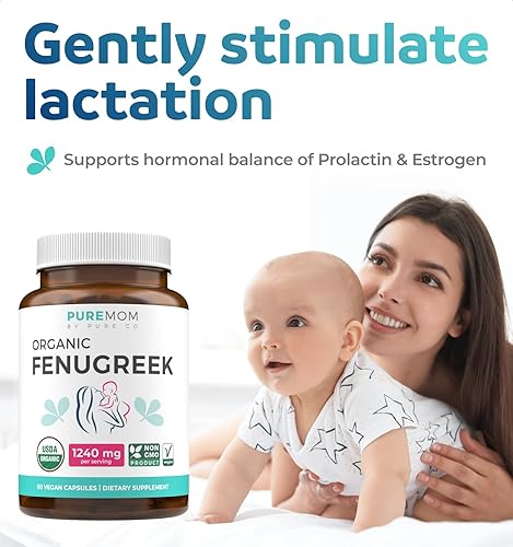 Miniatura 2 de USDA - Cápsulas orgánicas de fenogreco para mujeres, suplemento de lactancia eficaz para aumentar el suministro de leche materna, apoyo a base de