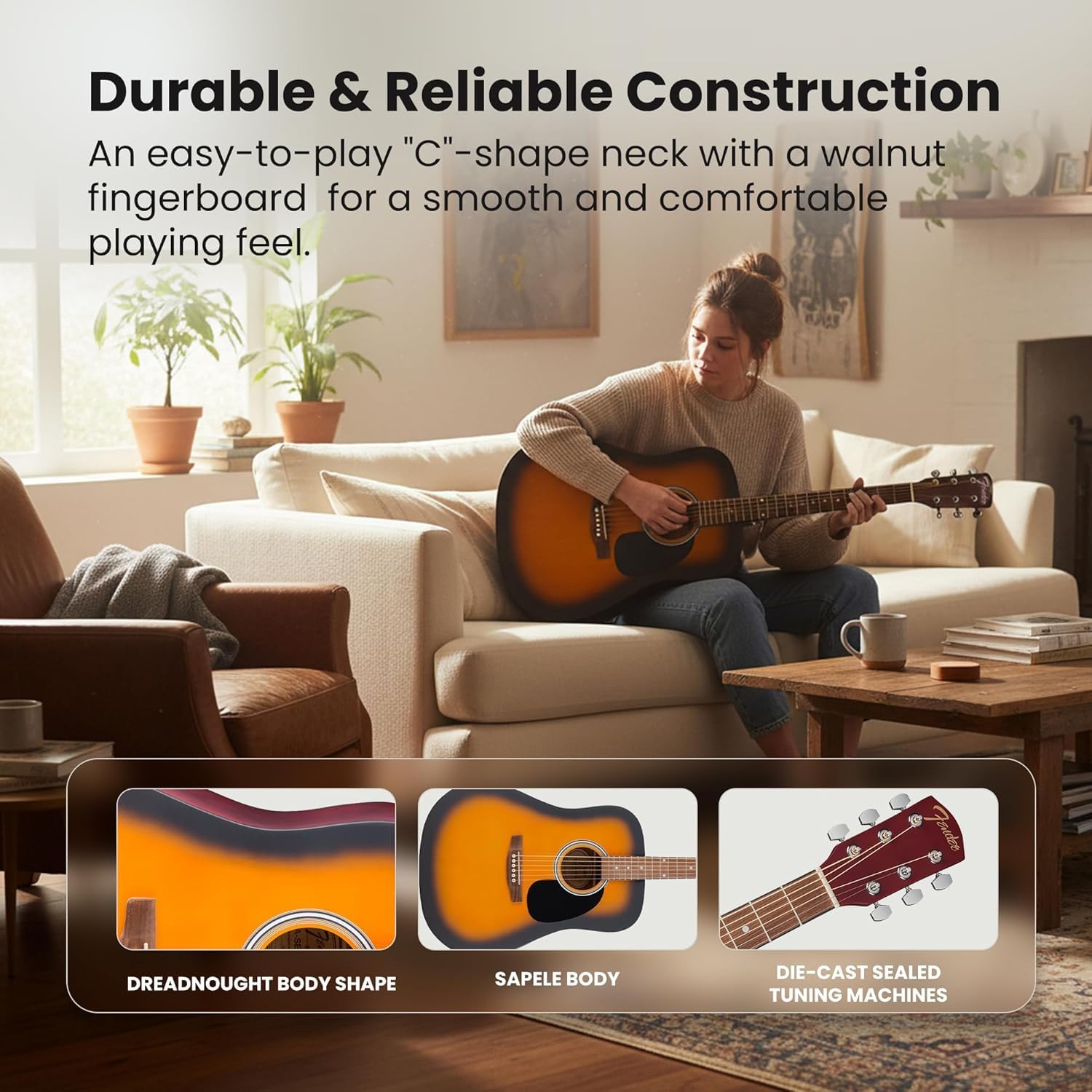 Amazon | Fender FAシリーズ ドレッドノートアコースティックギター