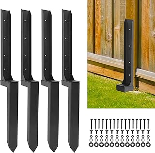 4 Pcs Fence Post Repair Kit Heavy Duty Wooden Fence Post Anchor Repair Stakes for Tilted Broken Wood Support Kits