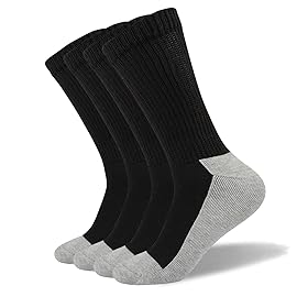 Well Knitting Diabetic Socks for Men & Women, Coolmax Medical Circulation Crew Mid Calf Socks with Seamless Toe, Non-Binding Top, and Padded Sole, 4 Pairs (Black/Grey,L)